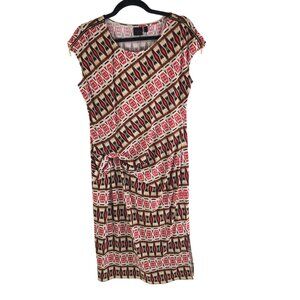 Rafaella Studio Geometric Print Sleeveless Dress Zipper Detail Colorful Size L